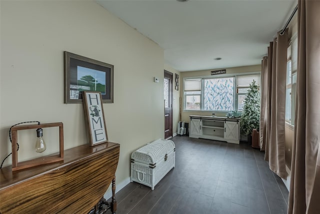 hallway featuring dark wood-style floors