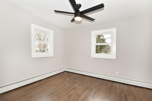 empty room featuring ceiling fan and wood finished floors