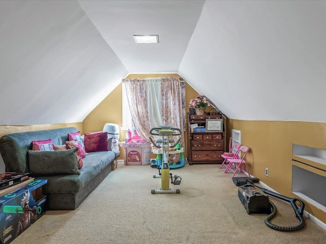 142-02 185th St, Springfield Gardens, NY 11413 - playroom featuring baseboards, carpet floors, and lofted ceiling