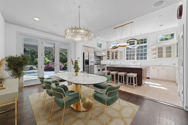 2 Camden Ct, Irvington, NY 10533 - dining space featuring a chandelier, recessed lighting, and light wood-style floors