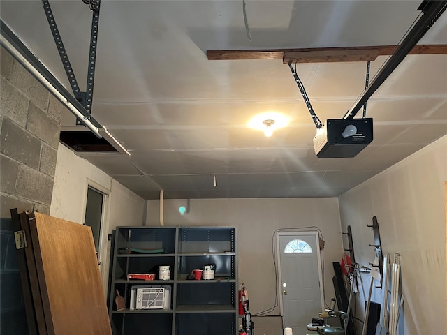 garage with a garage door opener