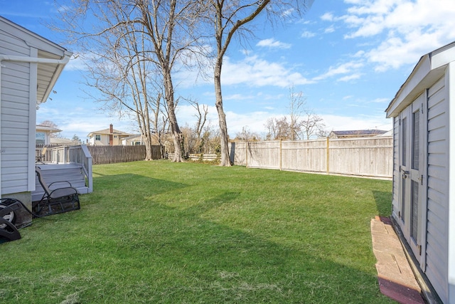 view of yard with a fenced backyard