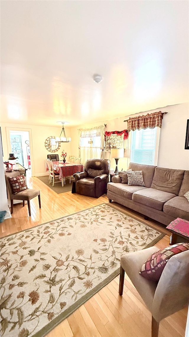 living room with hardwood / wood-style flooring