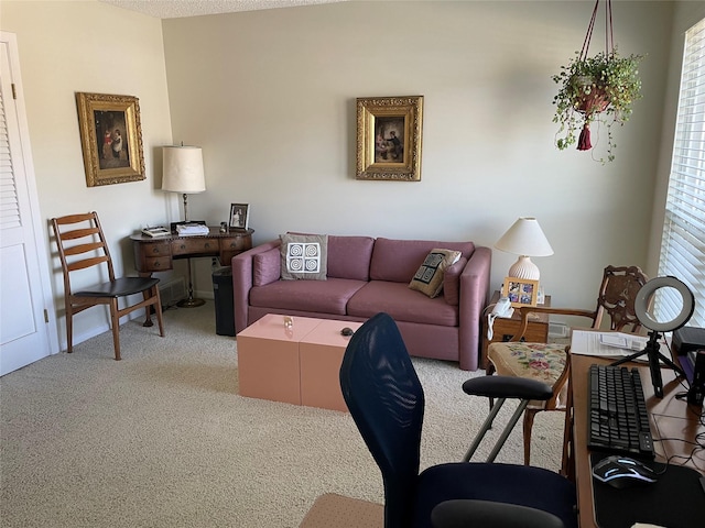 carpeted living room with baseboards and plenty of natural light