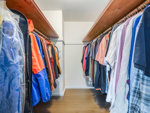spacious closet with wood finished floors