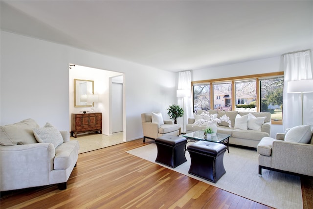 living area with light wood-type flooring