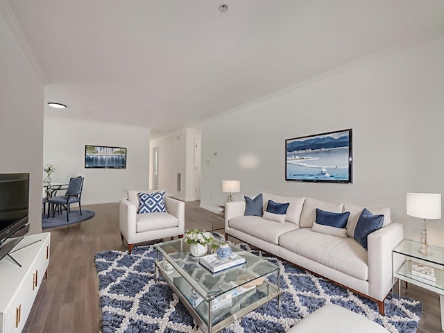25 Fairways Dr Unit 1, Middletown, NY 10940 - living area with ornamental molding and wood finished floors