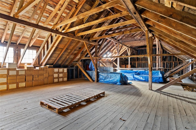 view of unfinished attic