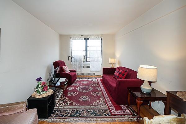 living room featuring radiator heating unit and wood finished floors