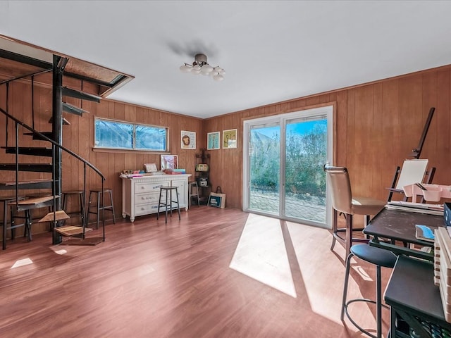 home office featuring a healthy amount of sunlight and wood finished floors