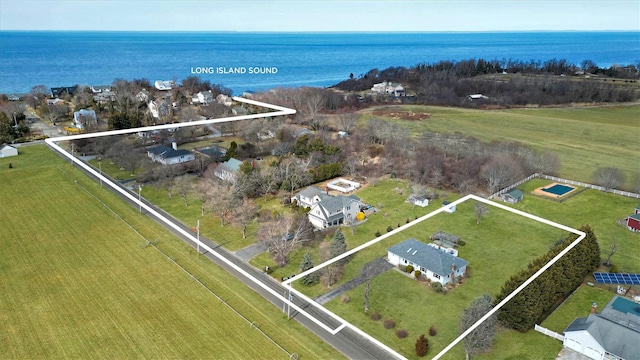 2100 Duck Pond Rd, Cutchogue, NY 11935 - view of rural area with property parcel outlined and a large body of water