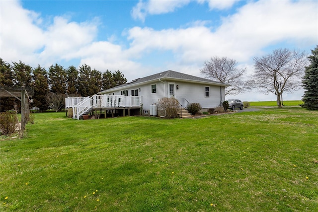 2100 Duck Pond Rd, Cutchogue, NY 11935 - rear view of property featuring a yard and a wooden deck