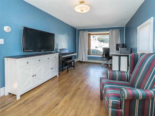 home office featuring hardwood / wood-style floors