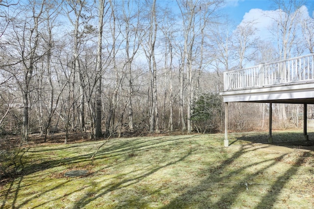 view of yard featuring a wooden deck