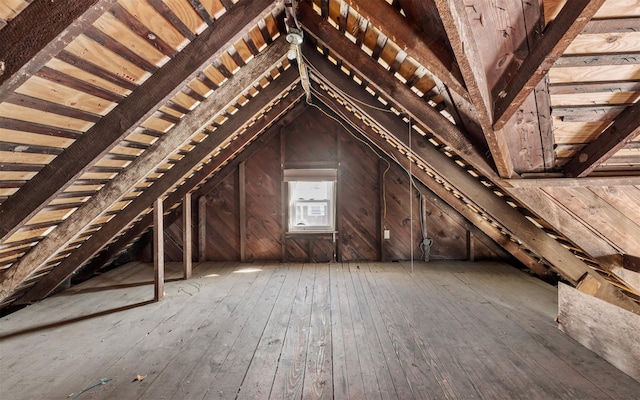 view of unfinished attic