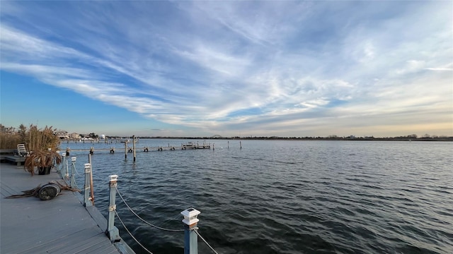 view of dock featuring a water view