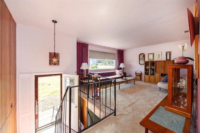 view of carpeted living area