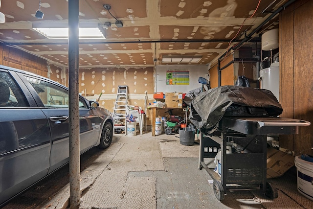 garage with gas water heater