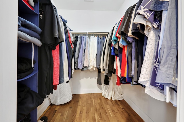 walk in closet featuring wood finished floors