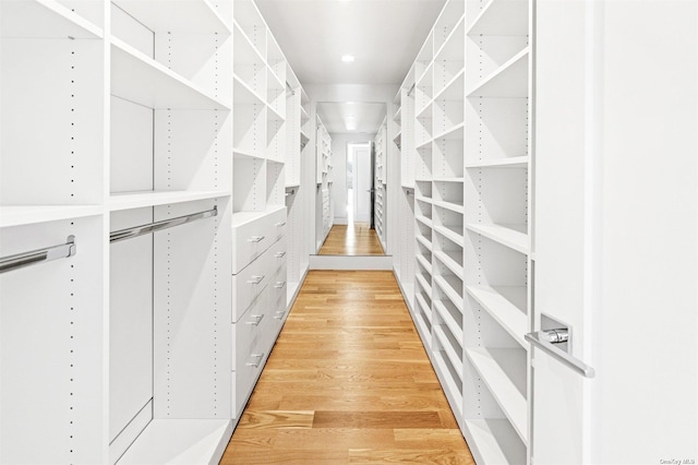 spacious closet with light wood finished floors