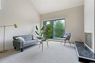 living area with lofted ceiling