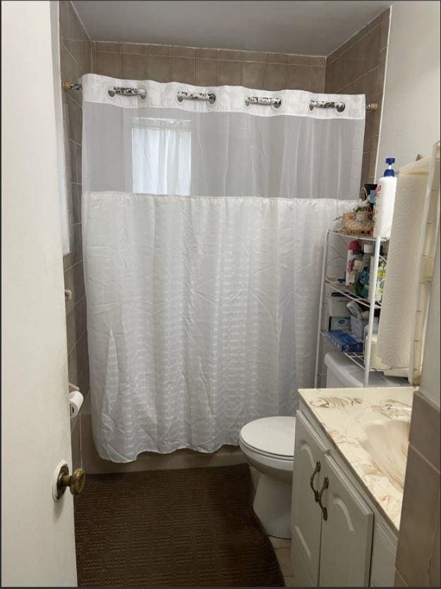 bathroom featuring toilet and vanity