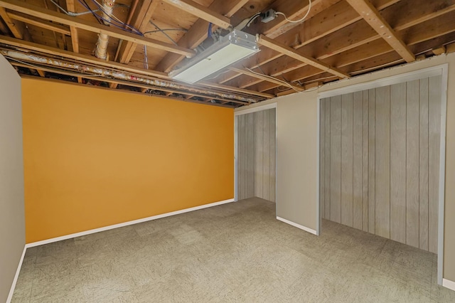 unfinished basement featuring carpet