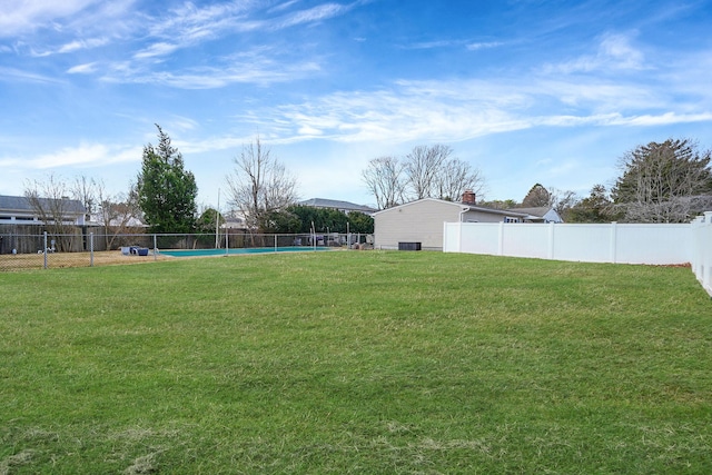 view of yard featuring a fenced in pool and a fenced backyard