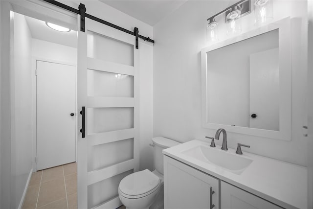 bathroom with tile patterned flooring, toilet, and vanity