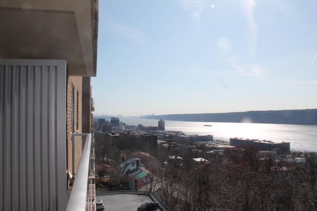 property's view of city featuring a water view