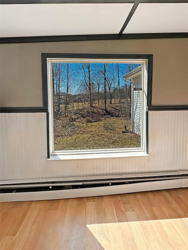 room details featuring wainscoting and wood finished floors