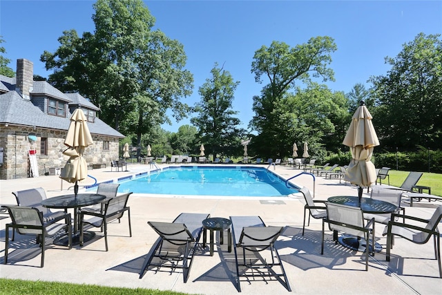 community pool featuring a patio area