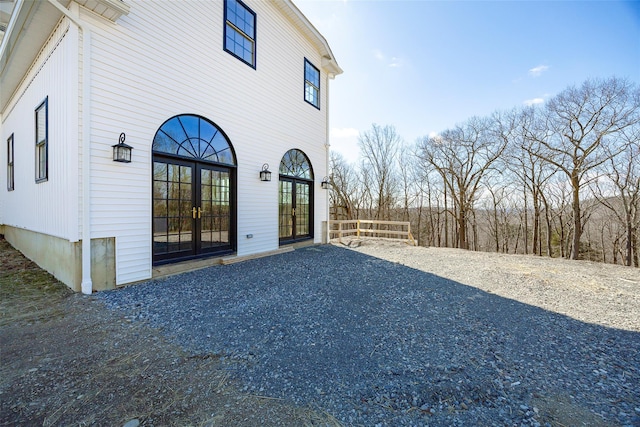 view of home's exterior with french doors