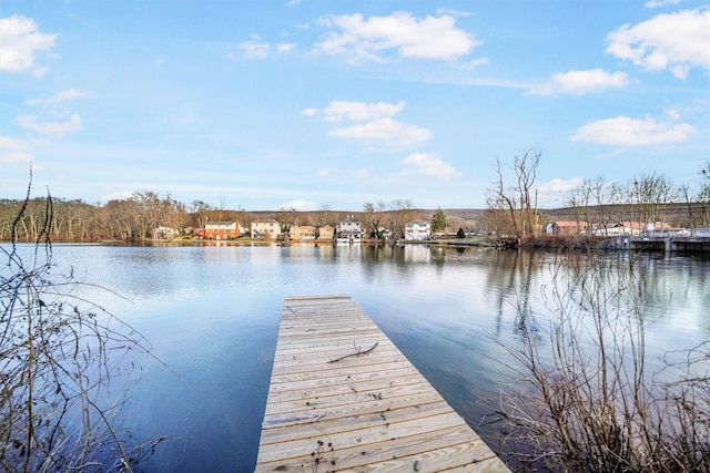 view of dock featuring a water view