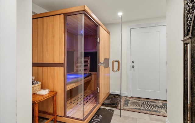 view of sauna / steam room featuring tile patterned floors