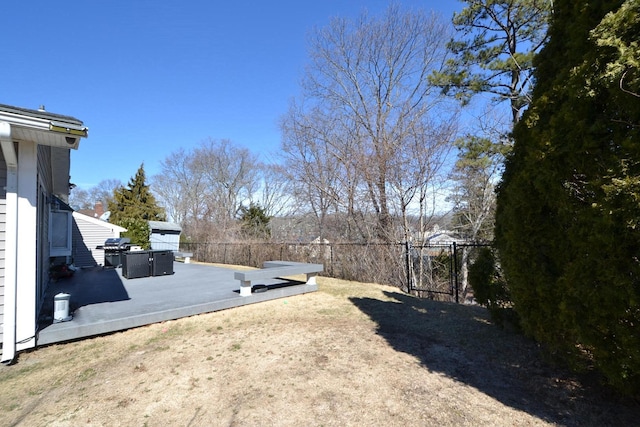 view of yard with a patio, a gate, and fence