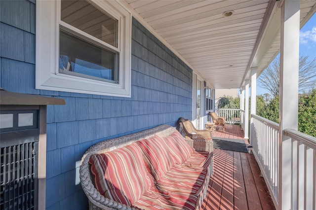 wooden terrace with covered porch