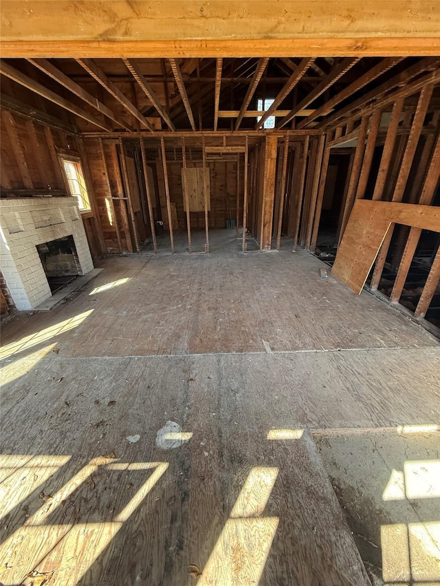 miscellaneous room with a fireplace