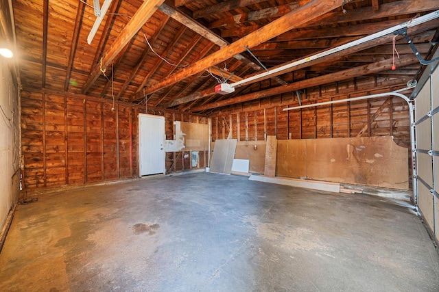 garage with a garage door opener