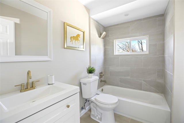 bathroom with vanity,  shower combination, and toilet