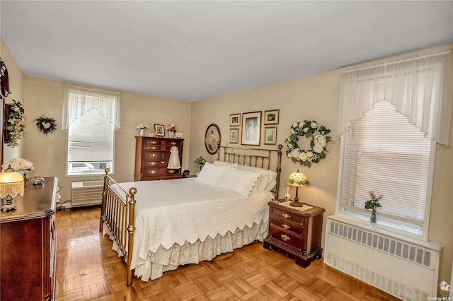 bedroom with radiator heating unit