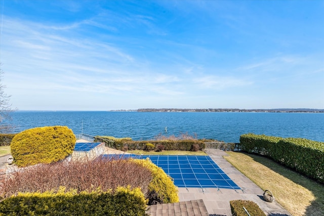 exterior space featuring a water view