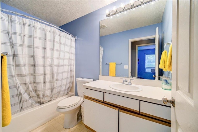 10 Lyford Ln, Poughkeepsie, NY 12601 - bathroom with vanity, a textured ceiling, and shower / bath combo with shower curtain