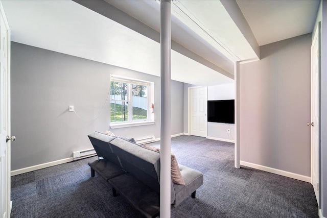 10 Lyford Ln, Poughkeepsie, NY 12601 - living area featuring carpet flooring and a baseboard radiator