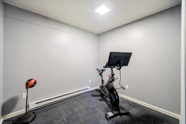 10 Lyford Ln, Poughkeepsie, NY 12601 - exercise room with dark colored carpet and baseboard heating