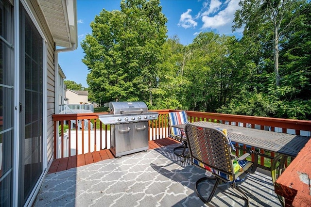 10 Lyford Ln, Poughkeepsie, NY 12601 - wooden deck featuring grilling area and outdoor dining space