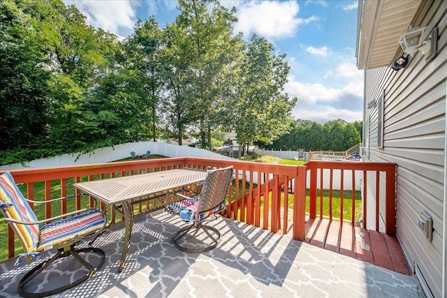 10 Lyford Ln, Poughkeepsie, NY 12601 - wooden terrace featuring a fenced backyard