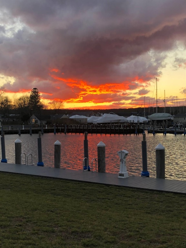 view of water feature featuring a dock