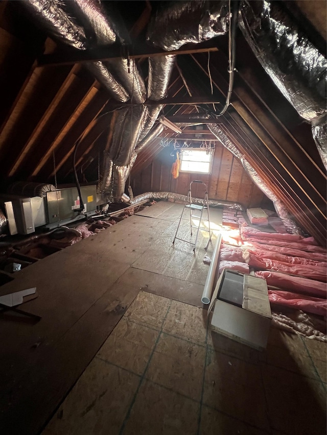 view of unfinished attic