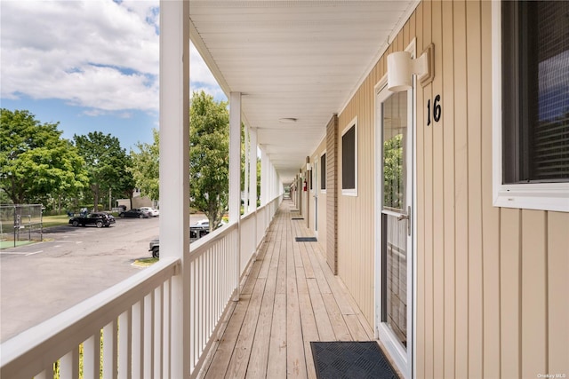 wooden terrace with covered porch